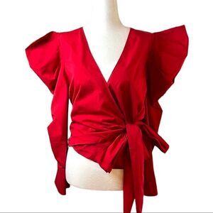 SEVENTH Avenue Design Co wrap front top squared off shoulders Unique design SZ M